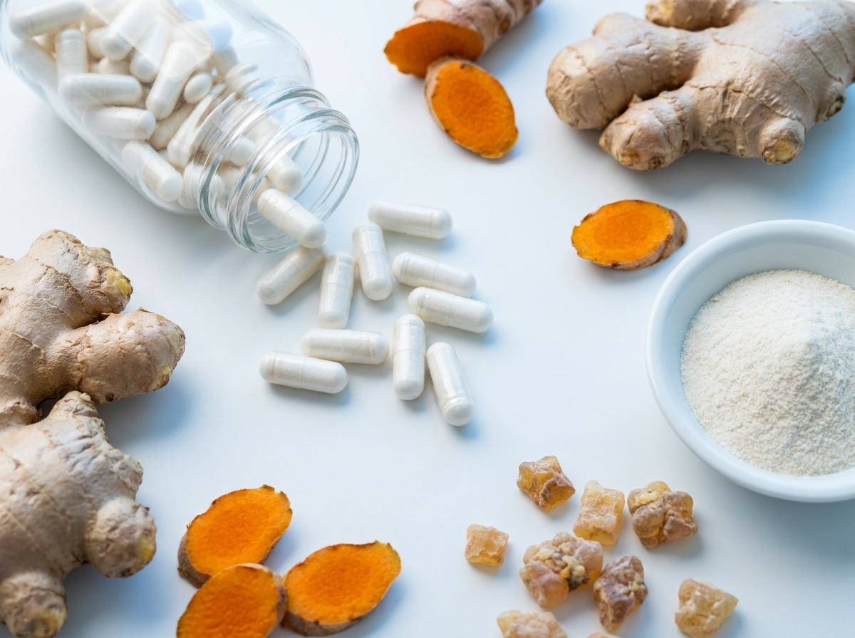 Capsules Artroflex Active et ingrédients naturels : gingembre, curcuma, collagène